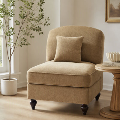 Canapé sans accoudoirs en chenille avec 1 coussin