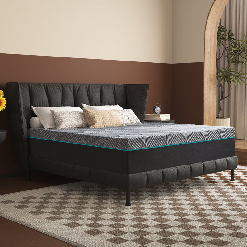 Matelas en mousse viscoélastique gélifiée 14 po avec renforts mi-ferme, matelas dans une boîte, Grand lit