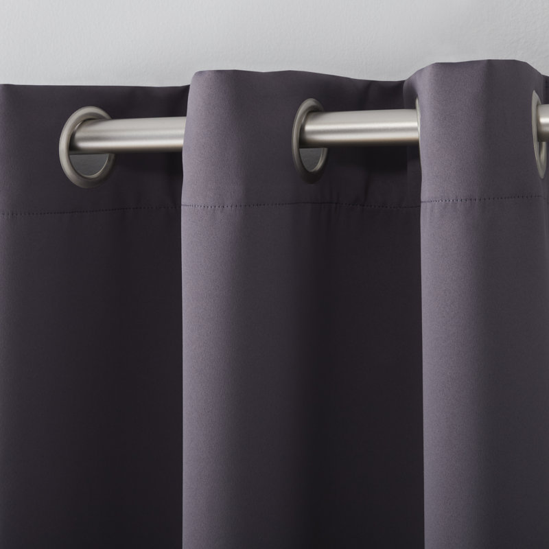 Sateen Room Darkening Curtain Pair, Gray, 38" W x 96" L