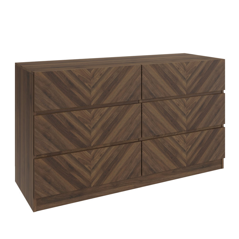 120 cm W Chest of 6 Drawers, Walnut