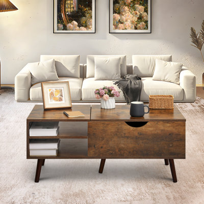 Cadien Wood Lift-Top Coffee Table with Hidden Storage Compartment and Adjustable Storage Shelf Rectangle Design for Living Room -  George Oliver, 497A82743809400D8BF34DF95E5CBE2E