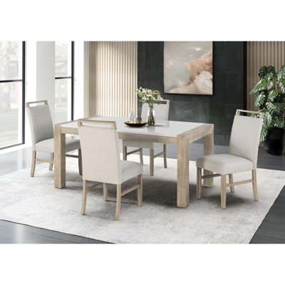 Style Real Marble Dining With 3 Upholstered Stools, Power Outlet, Connectivity - Rectangular, Seats 4, Brown Rubberwood, Beige+natural Color Rectangular Table And Chair , Beige+natural, Solid Back