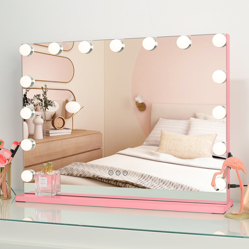 Metal Flat Floor Mirror, Pink