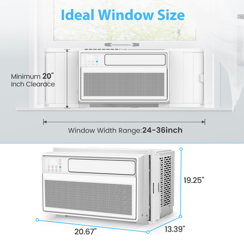 12,000 BTU Window Air Conditioner with Inverter & Wi-Fi Control , Timer, 6 Modes, for Home/Office/Dorm
