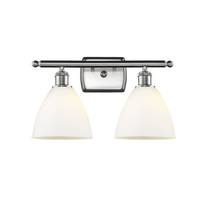Éclairage pour meuble-lavabo 2 lumières Shauna, Blanc mat, Incandescent, Nickel satiné brossé