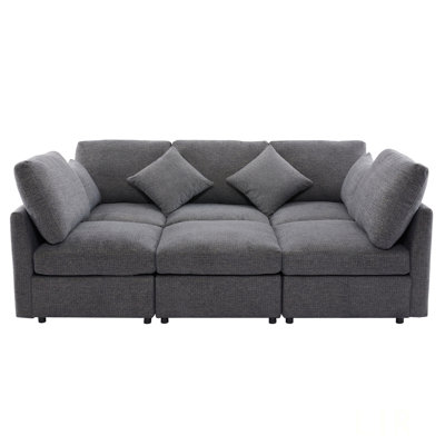 86.6 Inch Modular U-Shaped And L-Shaped Sofa With Movable Ottoman, USB Ports, And Comfortable Chenille Fabric For Living Room