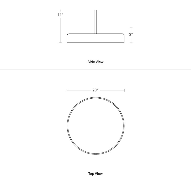 Luminaire suspendu Bobber, Blanc, H 11 po x l 20 po x P 20 po