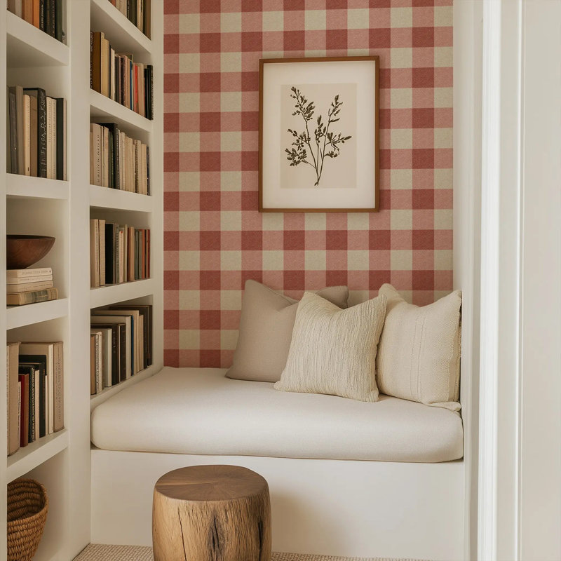 Washed Gingham, Red Clay, Premium Paper