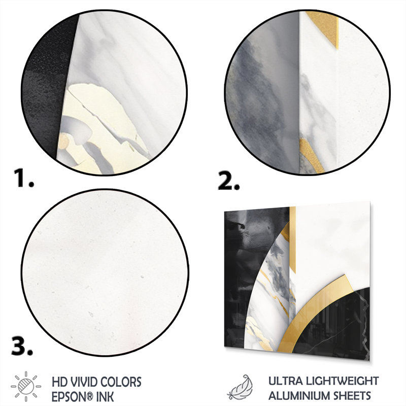 Gold and Black Marble geometric metal Wall art, 36" H x 36" W x 1" D