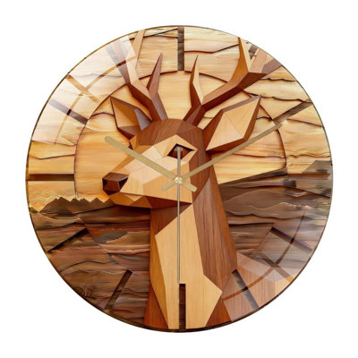12" Round Tempered Glass Wall Clock with Silent Quartz Movement