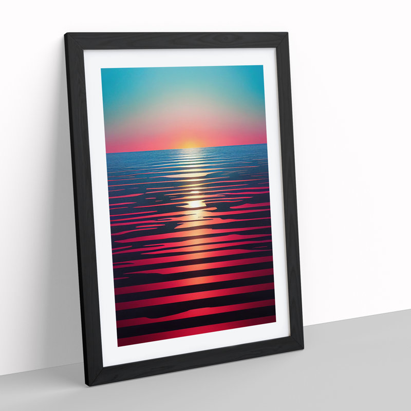 XV1022-2624X Luscious Ocean Sunset - Single Picture Frame Print, Black, 64cm H x 46cm W x 2cm D