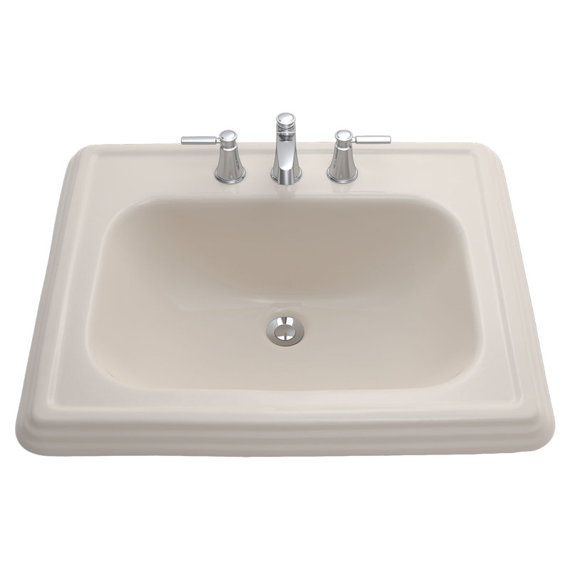 Promenade® Vitreous China Rectangular Drop-in Bathroom Sink with Overflow, Sedona Beige, 8" Centers