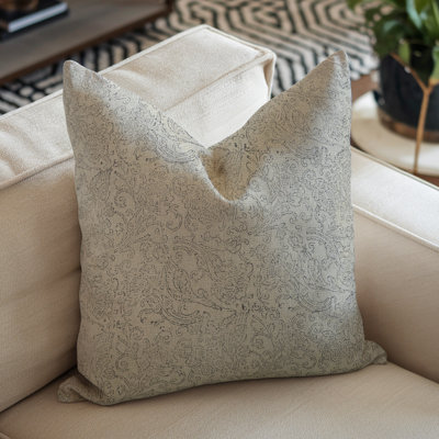 Fabdivine Handmad Block Print Decorative Linen Black Pillow Cover, 24X24 Inch, Sudharshan Jaal