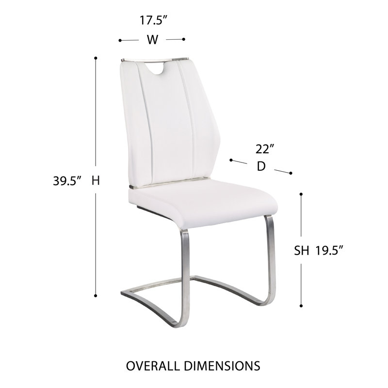 Gingerich Faux Leather Upholstered Metal Side Chair, White Faux Leather