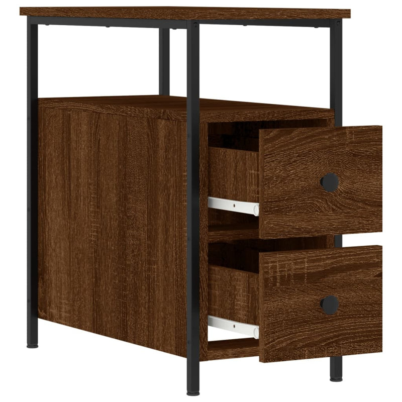 Nedlands 30cm W Manufactured Wood Bedside Table, Brown Oak