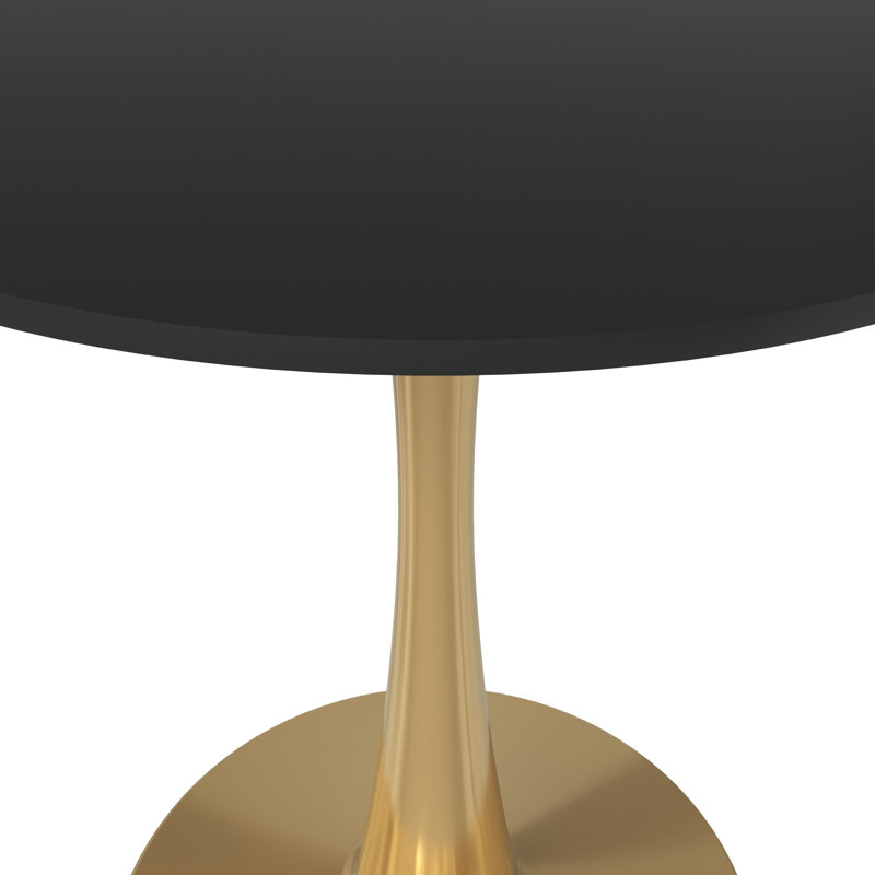 Table de salle à manger ronde Leisure Mod Bristol avec plateau en MDF et pied central en acier inoxydable doré - 2 à 3 couverts pour la cuisine et la salle à manger