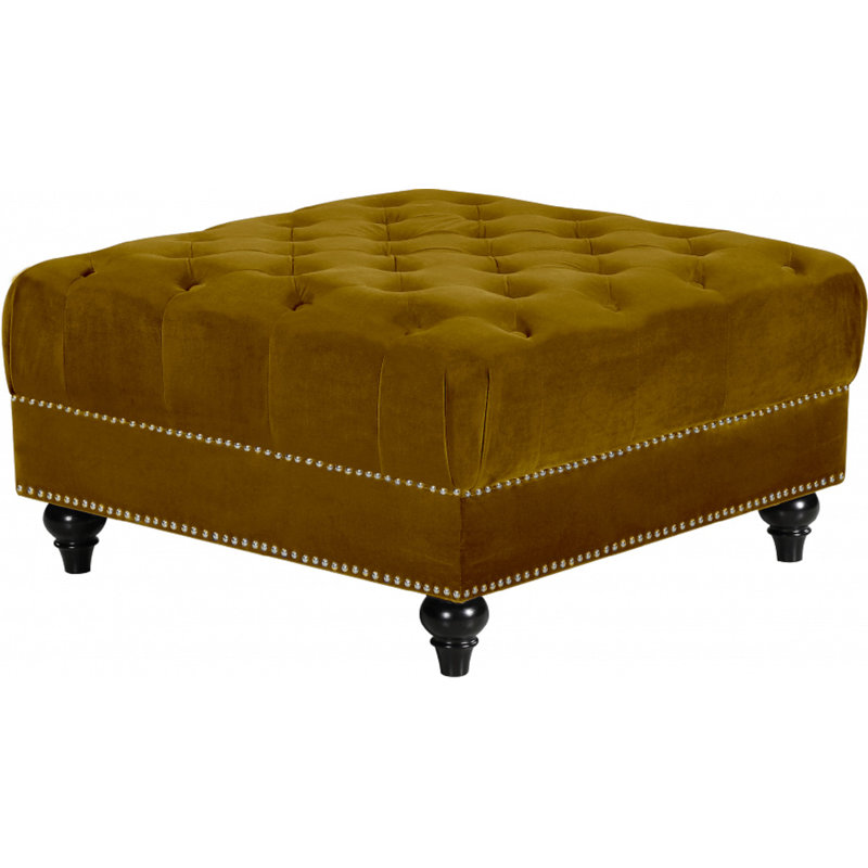 Crosier 85cm Wide Tufted Square Ottoman, Mustard