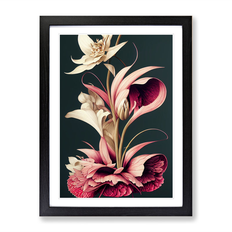 The Resplendent Flowers - Single Picture Frame Print, Black Framed, 34cm H x 25cm W x 2cm D