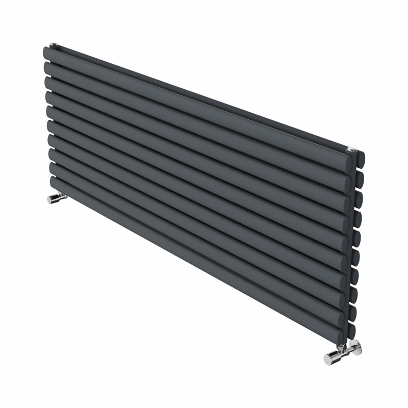 Brunella Oval Panel Radiators, 59cm H x 160cm W x 7.8cm D, Anthracite