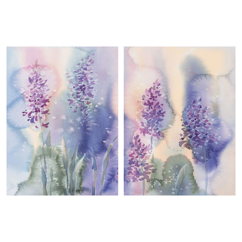 «Sunlit Hyacinth Blooms - 2 pièces», un chef-d'œuvre d'aquarelle rayonnante - reproduction sur toile tendue