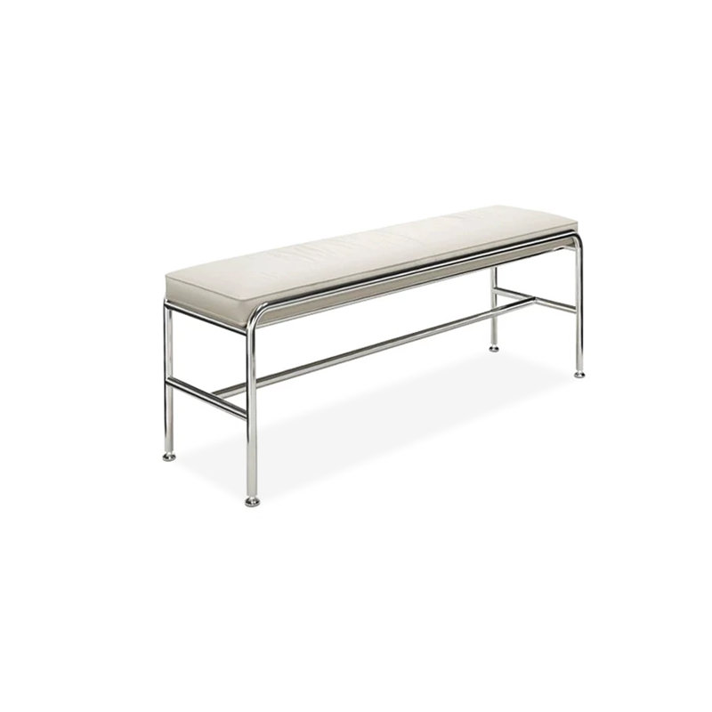 Banc rembourré blanc, H 17,72 po x L 39,37 po x P 15,75 po, Blanc