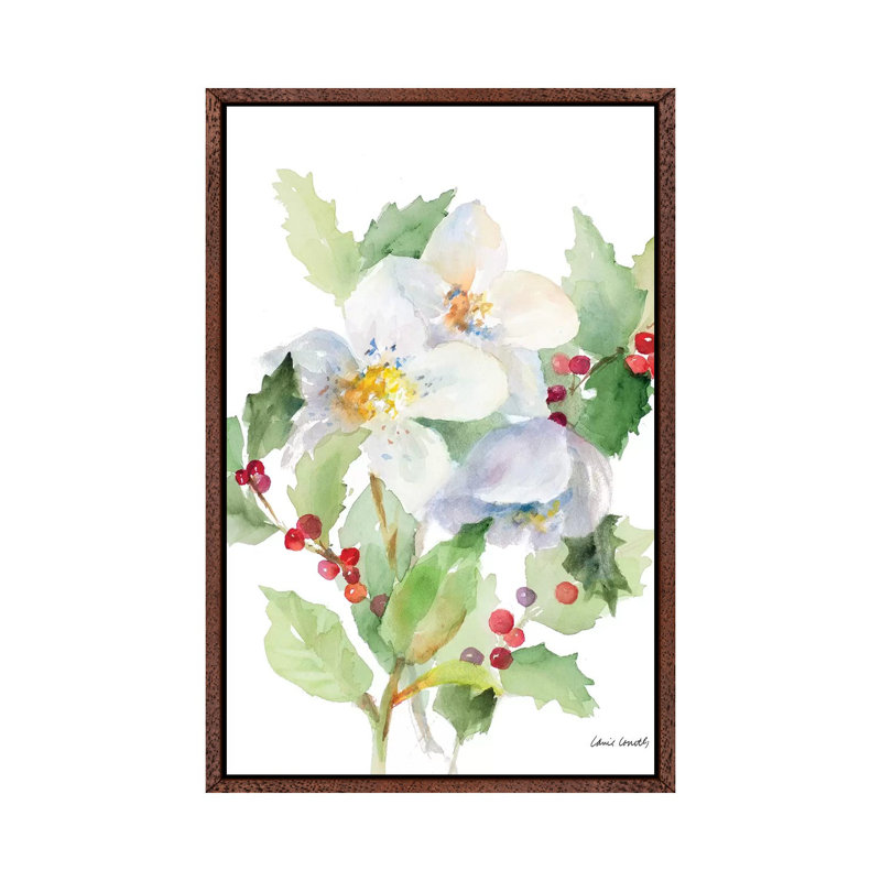 Christmas Bouquet I by Lanie Loreth - Painting on Canvas, 66.04 cm H x 45.72 cm W, Classic Brown Wood Framed