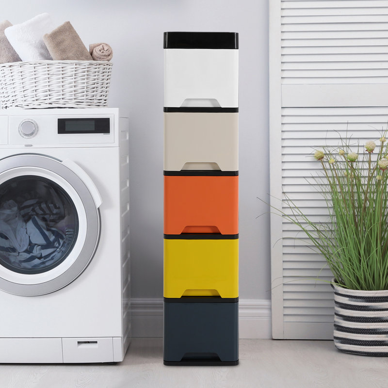 5 Tier Bathroom Storage Cabinet Narrow Floor Standing Storage Cabinet, Colorful Colors
