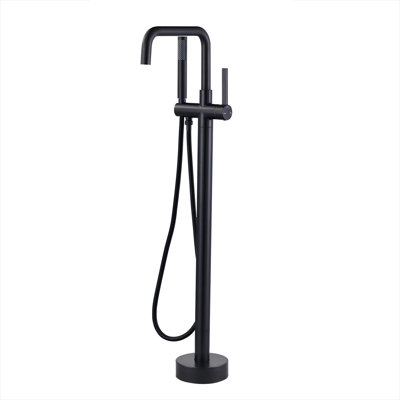 Single-handle Freestanding Tub Faucet With Hand Shower In.brushed Gold