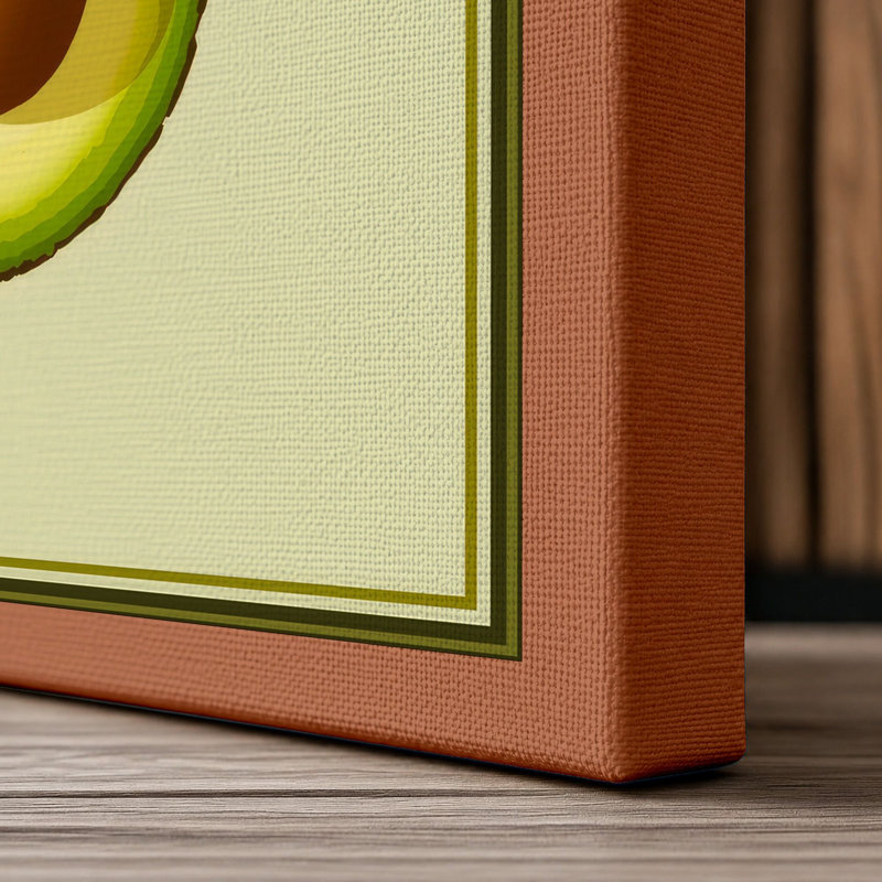 Avocado Cross-Section Botanical - Wrapped Canvas, 36x24 - 91.4 x 61.0 cm, Terracotta Border