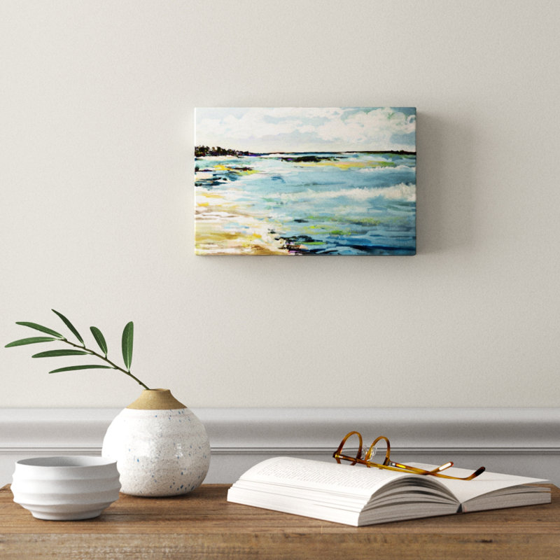 Beach Surf III by Karen Fields - Painting, 20cm H x 30cm W, Wrapped Canvas