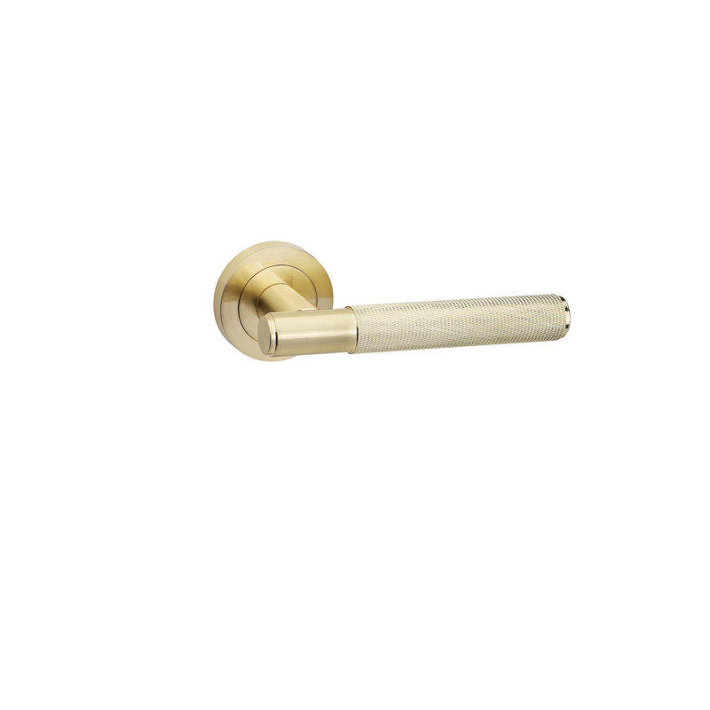 5 Pairs Knurled T-Bar Door Handles in Satin Brass Finish