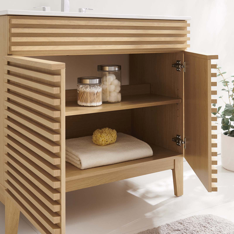 Ensemble de meuble-lavabo simple 36 po Render, Chêne