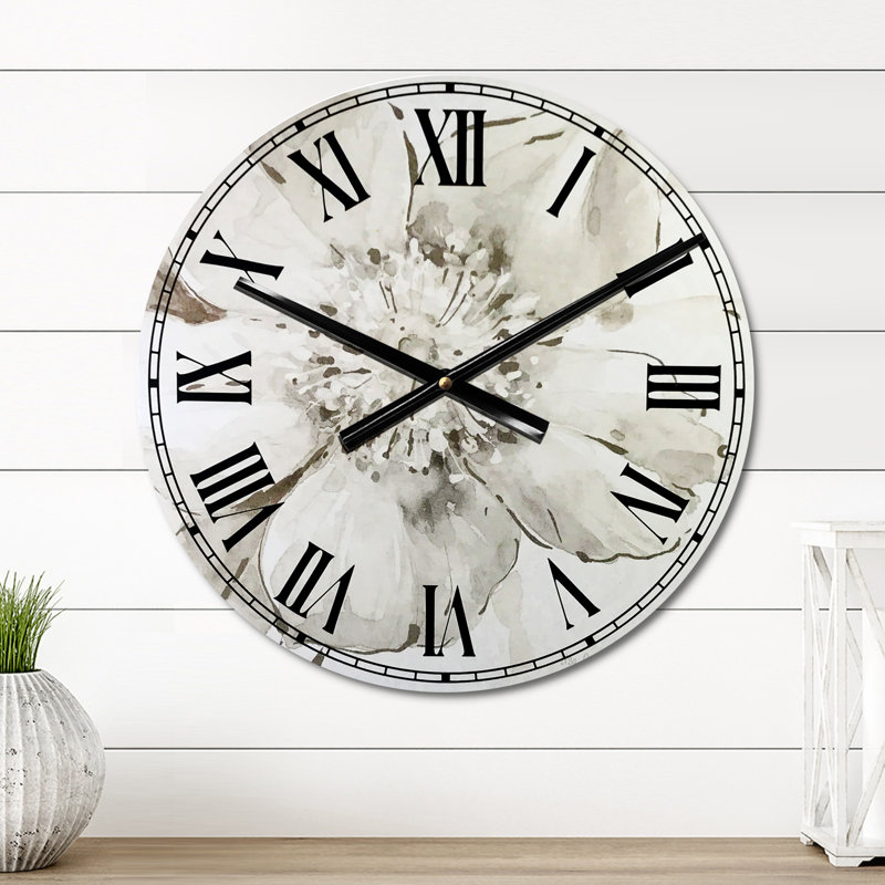 Indigold Grey Pivoines III - Horloge murale traditionnelle, Petit