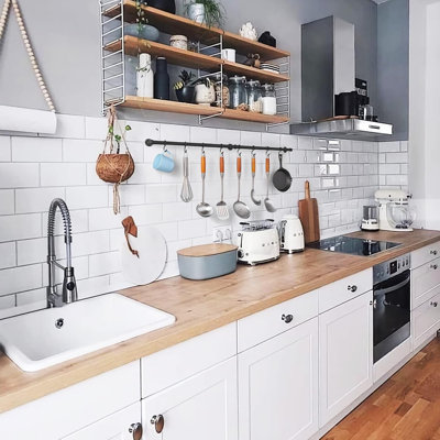 Stainless Steel Pot and Pan Hanger ， Wall Mounted Hanging Pots and Pans Rack for Kitchen Wall Rail with Hooks