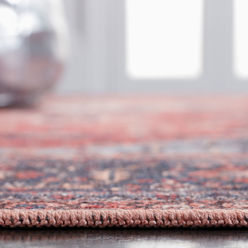 Serapi Red and Navy Washable Hand-Knotted Area Rug