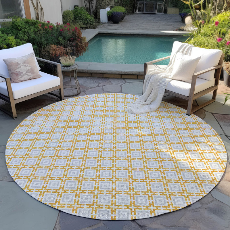 Tapis intérieur / extérieur Loreen avec envers antidérapant, Rond 8 pi