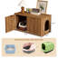 Meuble dissimulant un grand bac à litière pour chat en noyer, au design moderne cannelé du milieu du siècle, avec meuble d'appoint pour le salon, la chambre ou l'entrée, cachette décorative et facile à nettoyer pour votre chat.