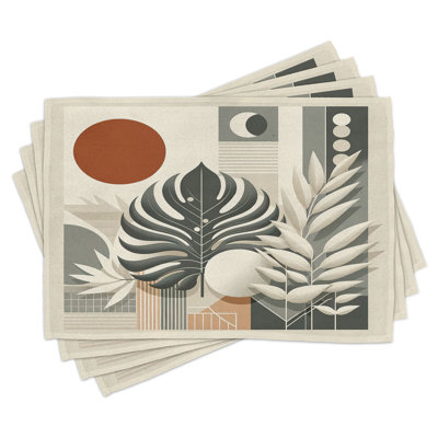 Polyester Cinnamon Pale Sage Green Rectangle Placemat