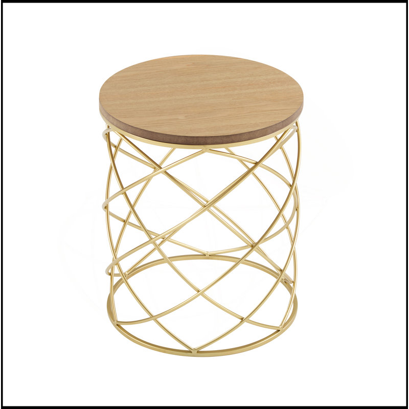 Table d'appoint avec plateau en panneau de fibres à densité moyenne et structure en métal, parfaite pour une utilisation intérieure et extérieure, alliant style et durabilité.