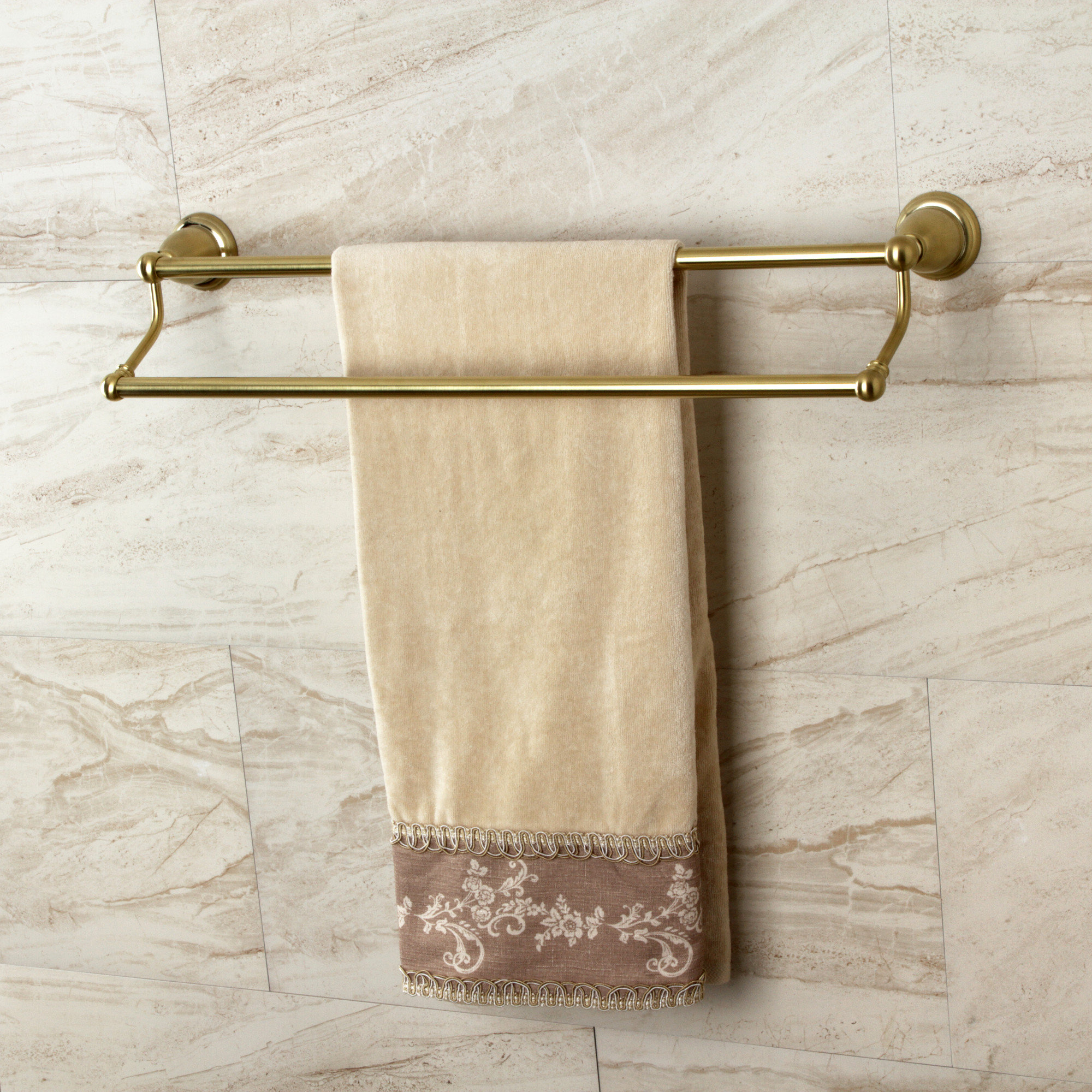 Kingston Brass Heritage 24-Inch Dual Towel Bar, Brushed Brass