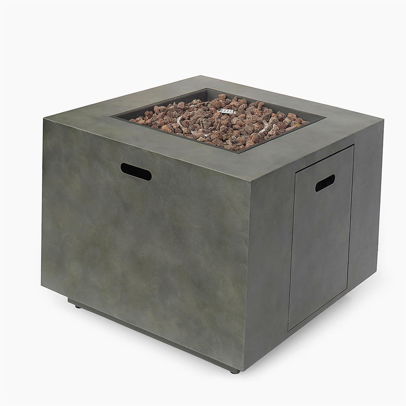 Square Iron Fire Pit - 50,000 Btu, Stone Gray