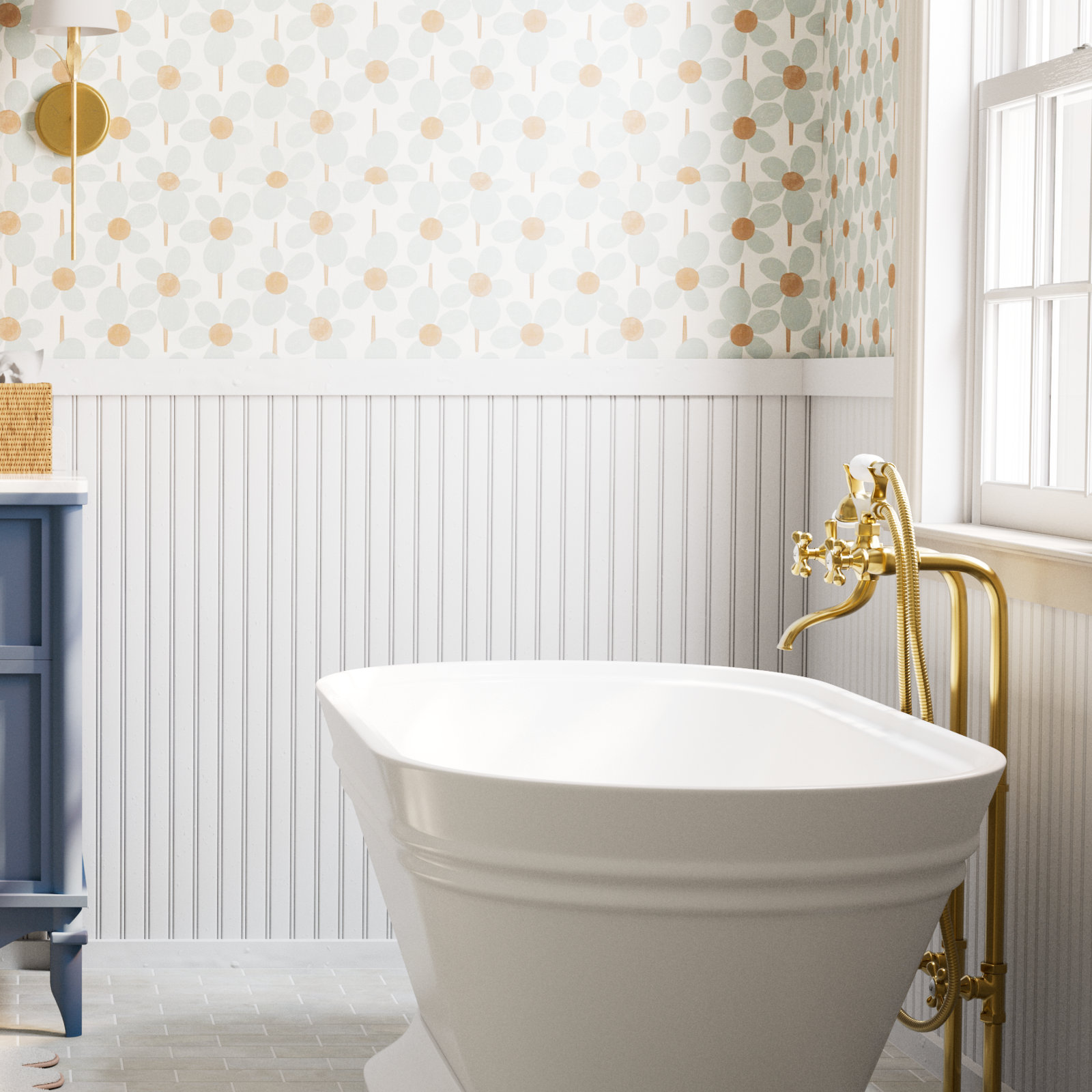 59" x 30" Freestanding Soaking Acrylic Bathtub, White/Integrated Overflow
