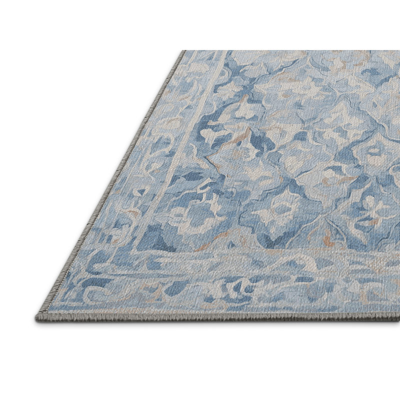 Machine Washable Gray Area Rug, Rectangle 6' x 9'