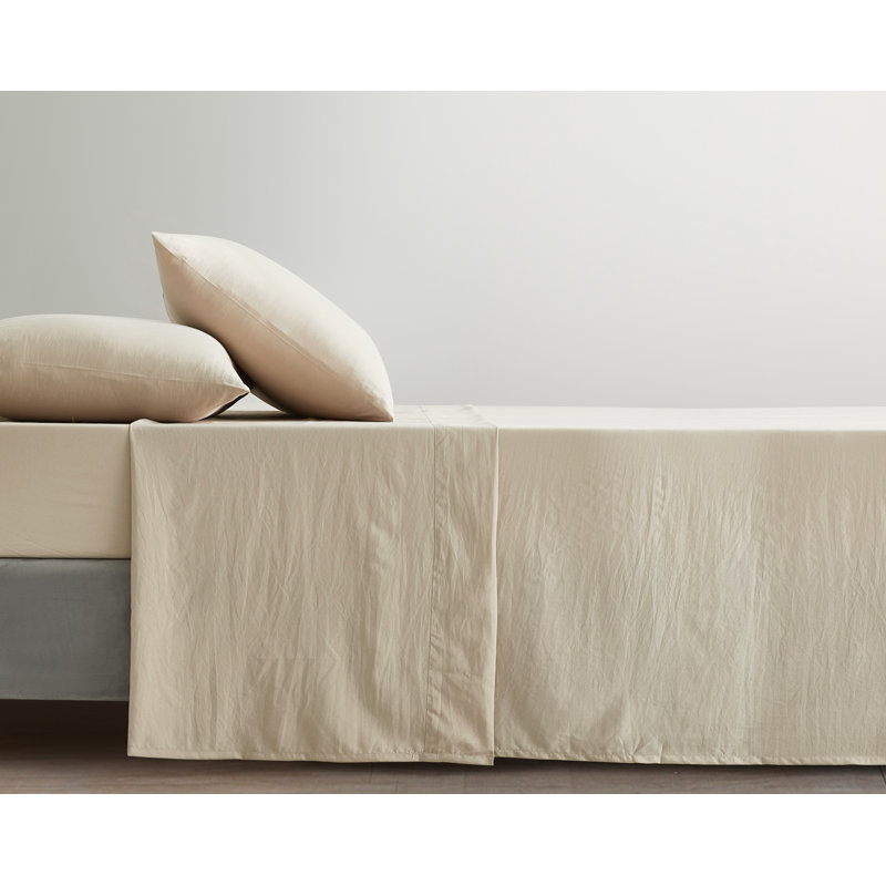 Washed Microfiber Bedding Microfiber Sheet Set, Cal.King Sheet Set + Fitted Sheet + 2 Pillowcases, Sand