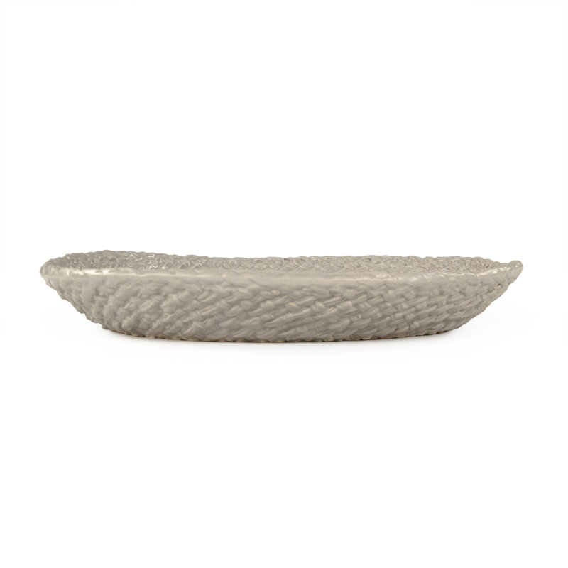 Cross Weave Ceramic Platter, Gray