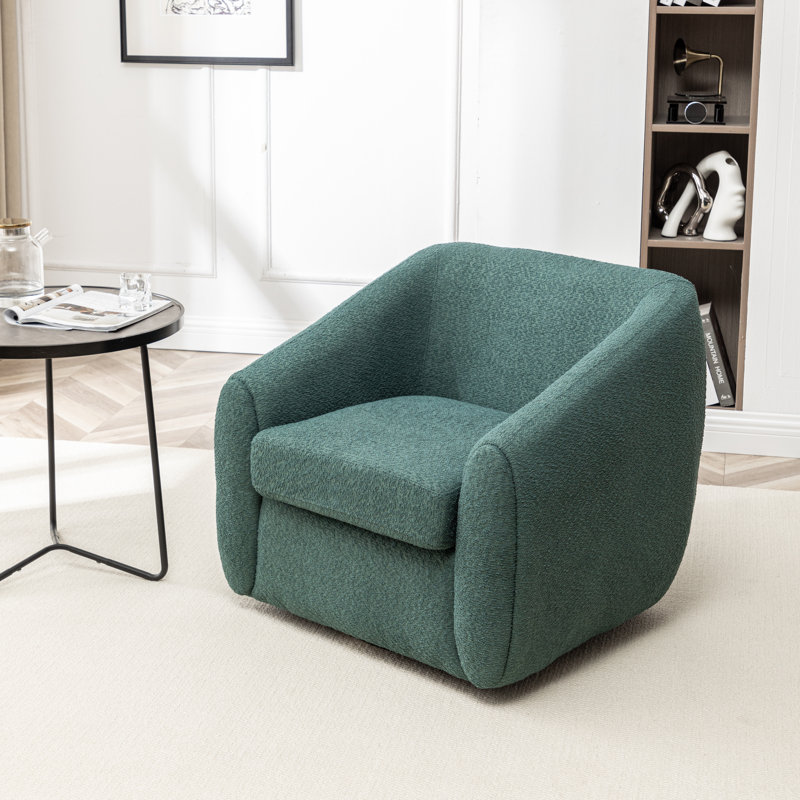 Shively 32'' Wide Upholstered Swivel Chair, Green