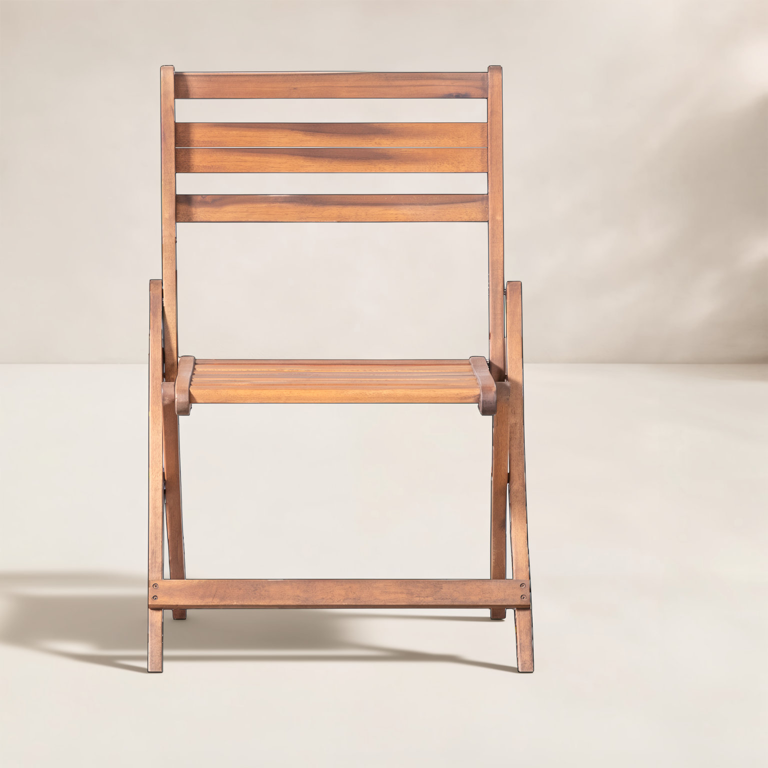 Rosetta Foldable Acacia Patio Side Chair, Natural