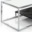 Odilia Table basse rectangulaire en verre noir / chrome avec tablette inférieure ondulée