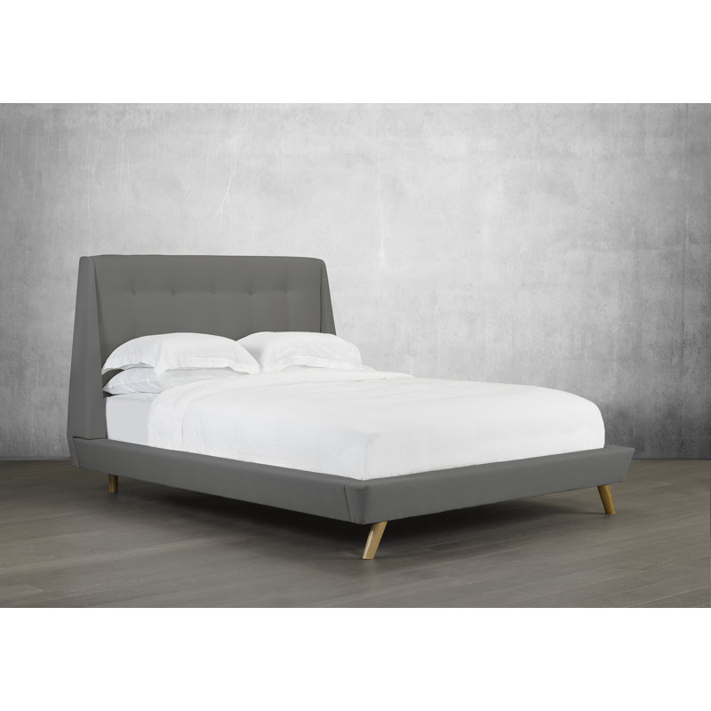 Lit plateforme en tissu d’ameublement Browder, Double, Blanc