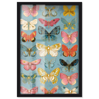 Décoration de chambre à coucher «Dreamy Butterflies II» par Art Remedy, cadre noir, 17 x 25